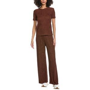 Marion Womens 2Pc Crinkle Shirt & Pant Set, Brown